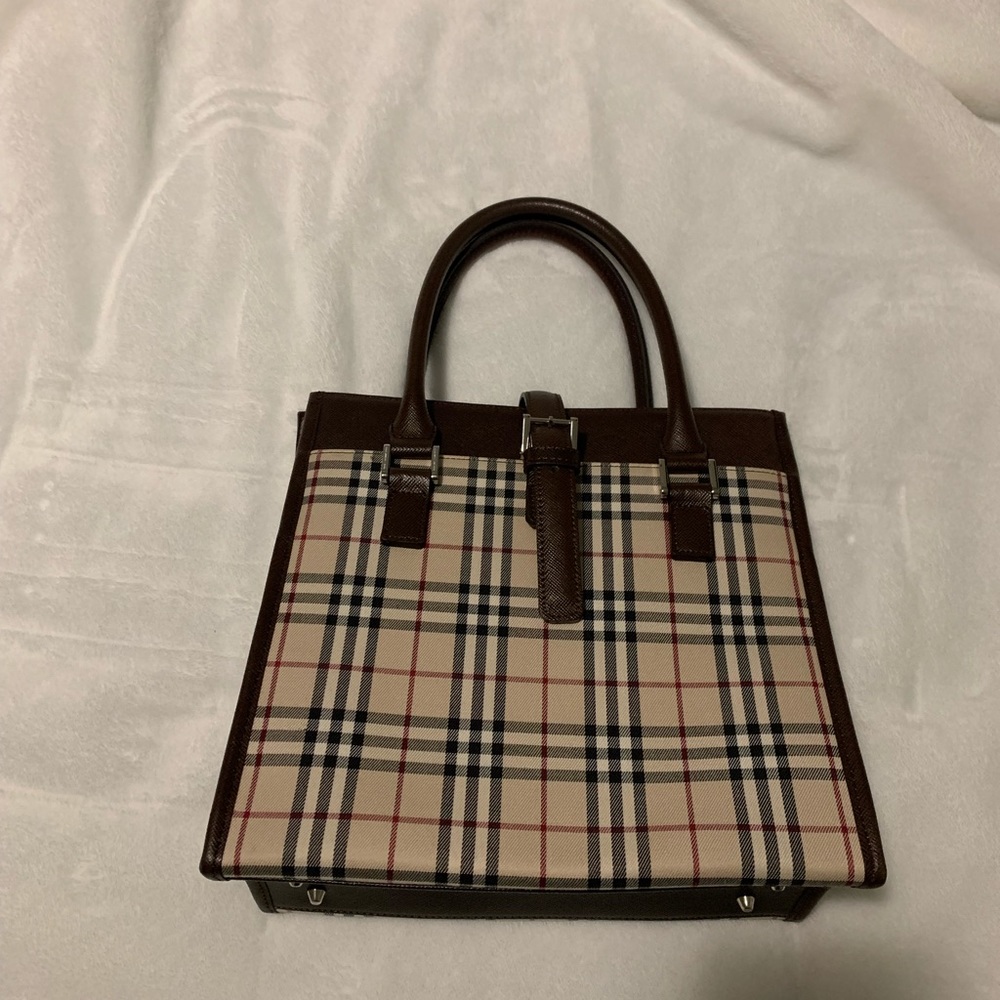Burberry Plaid Mini Bag - Brown and Cream